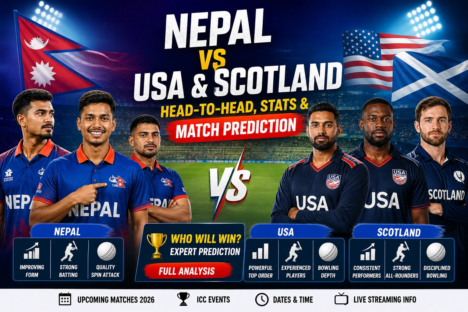 Featured image for: Nepal vs USA & Scotland Head-to-Head, Stats & Match Prediction (2026)